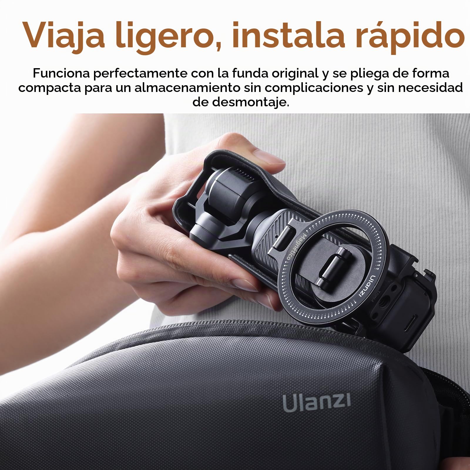 ULANZI PM01 Soporte de Extensión Magnético para dji OSMO Pocket 3/4/Xtra, Soporte de Cámara Extensible de Aluminio con Zapata fría y Montura de 1/4'', Adaptador de Expansión Ajustable 180/270/360°