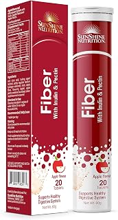 Sunshine Nutrition Fiber Effervescent 20 Tablets | With Inulin And Pectin | For Healthy Digestive System | Apple Flavor | 80 Grams