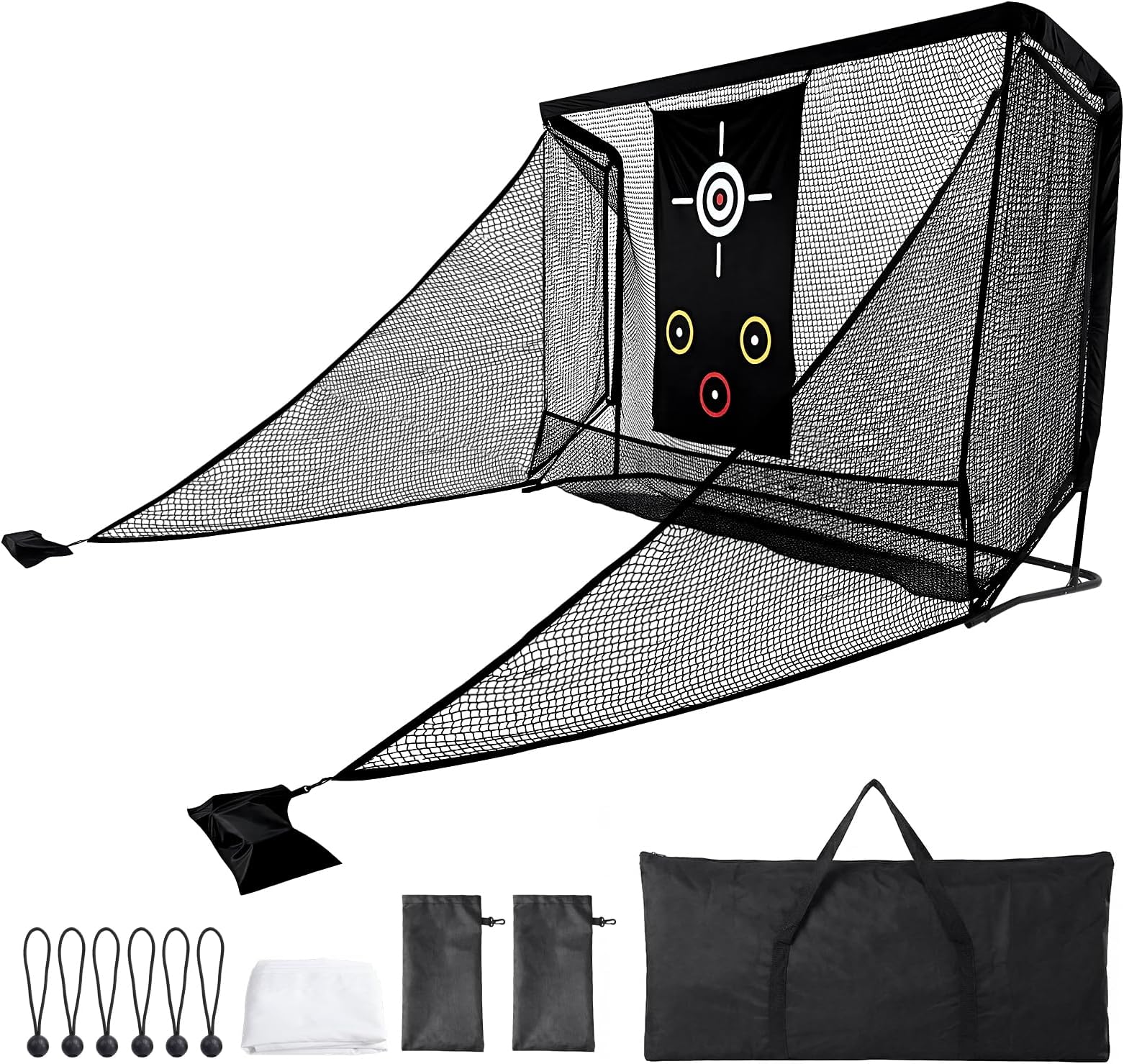 10x7ft Golf Hitting Practice Net with 2 Side Barriers & Carry Bag Golf Practice Hitting Net for Backyard Driving Chipping Training Swing