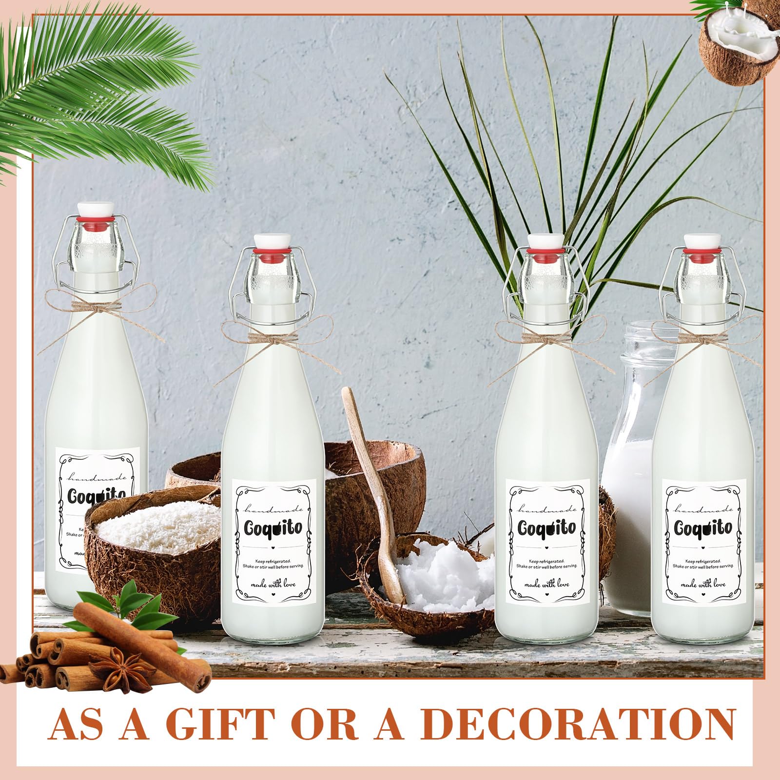 Amazon.com: DoubleFill 8 Set Coquito Swing Top Glass Bottles