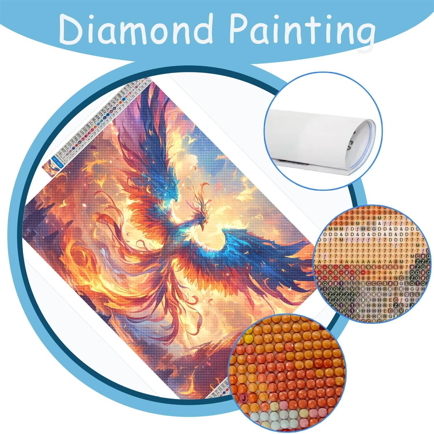 Diament Malarstwo Feniks Diament Malarstwo Dorosłe Zwierzęta 100x70cm, Diamentowe Pełne zestawy artystyczne dla dzieci Początkujący DIY Ścieg krzyżykowy Cyrkonie Malowanie, 5D Diamentowy haft do