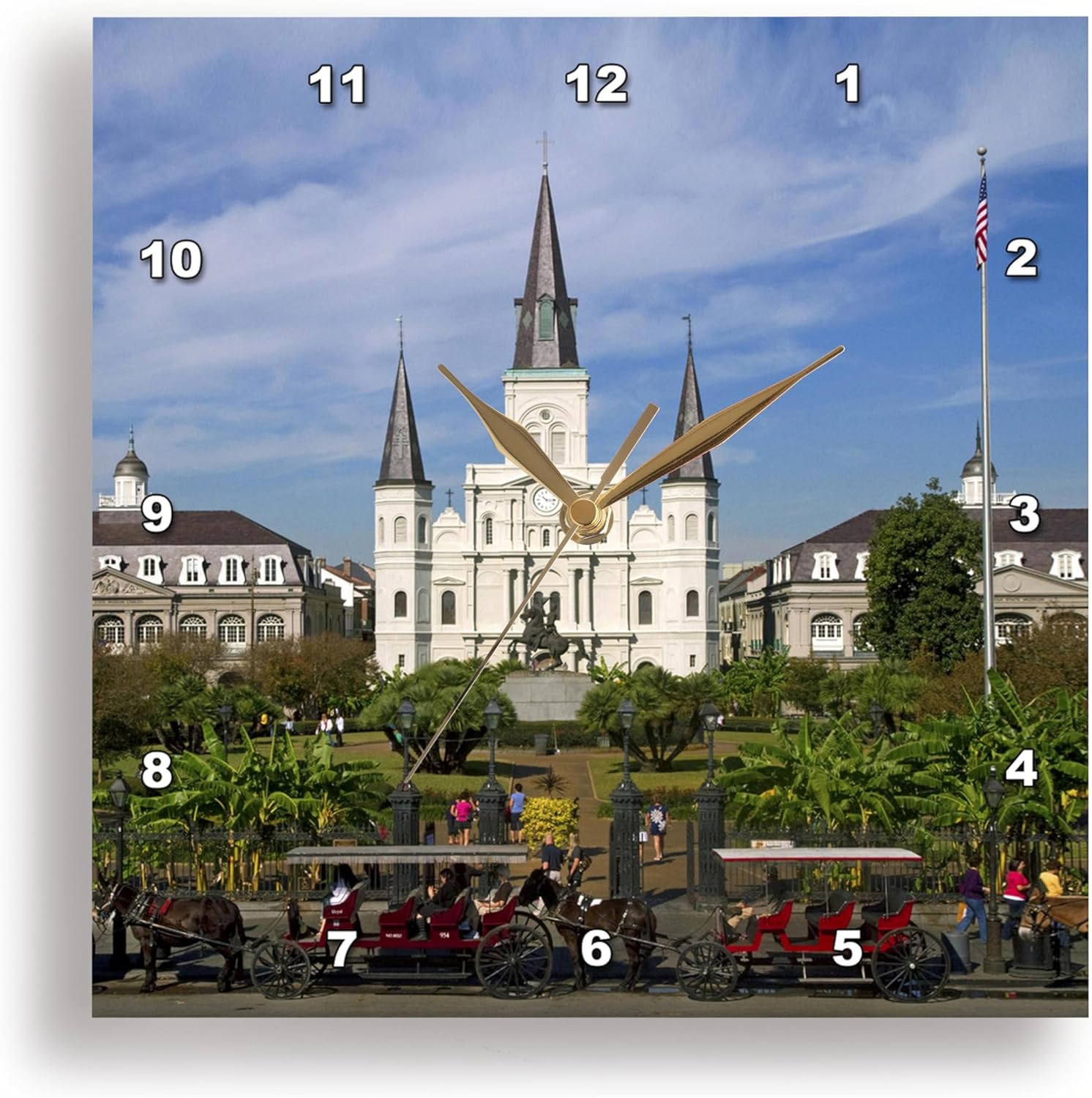 3dRose DPP_90466_2 St. Louis Cathedral, New Orleans, Louisiana - US19 DFR0091 - David R. Frazier - Wall Clock, 13 by 13-Inch