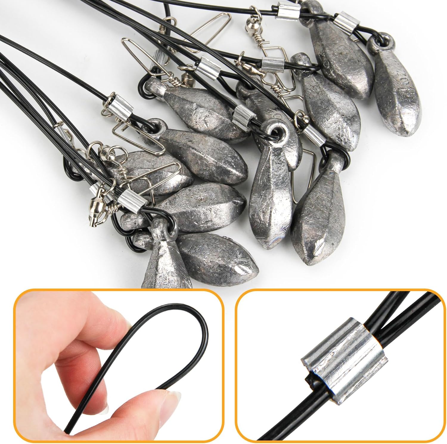 Decoy Rigs Steel Cable with PVC Coated, 12-Pack Waterfowl Decoy Weights Anchors Rigging Kit