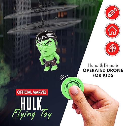 Miniatura 2 de World Tech Toys The Hulk Infrared Flight UFO Big Head Helicopter  Producto oficial de Marvel  Control por sensor de movimiento infrarrojo  para