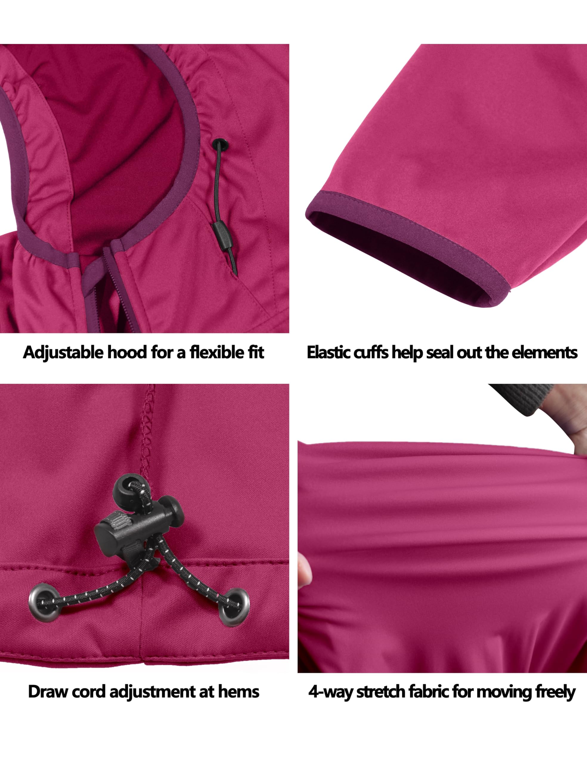 Little Donkey Andy - Giacca leggera con cappuccio in softshell da donna, per corsa, viaggi, escursionismo, antivento, idrorepellente