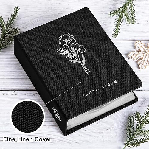 Miniatura 3 de Lanpn Álbum de fotos de 5 x 7 pulgadas, 2 unidades, cubierta de lino pequeño sin ácidos, bolsillo de carga superior, álbum de fotos con capacidad