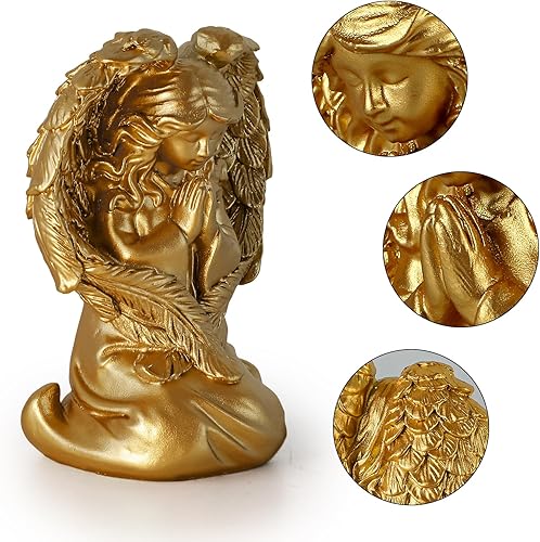 Miniatura 2 de Figura de ángel rezando, figura esculpida pintada a mano, estatua de alas de ángel para decoración del hogar o jardín, regalos de primera comunión