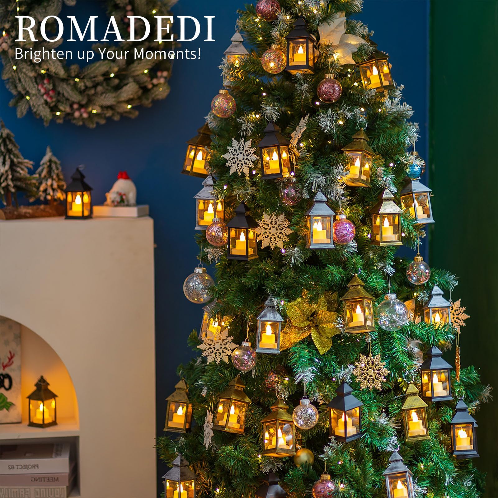 Romadedi Lámpara dorada para bodas, 10 piezas, pequeñas lámparas decorativas LED para colgar, portavelas para la mesa de Navidad, Ramadán marroquí, fiestas de Halloween al aire libre