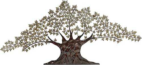 Deco 79 68500 Decor - Escultura para interiores y exteriores con hojas, arte de pared de 93 x 2 x 41 pulgadas, marrón