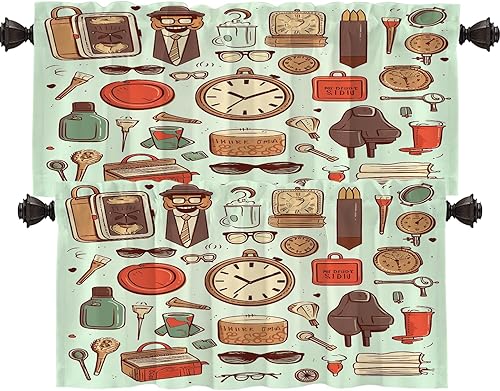 Vista 131 de Shrahala Ethnic Geometric Tribal Kitchen Valances Half Window Curtain, Native American Navajo Tribal Design Print Kitchen Valance for Window Ink