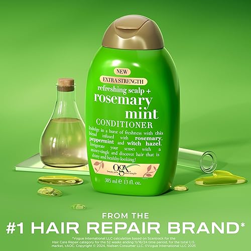 Miniatura 2 de OGX Acondicionador refrescante extra fuerte para cuero cabelludo + menta de romero, acondicionador nutritivo para el cabello y el cuero cabelludo