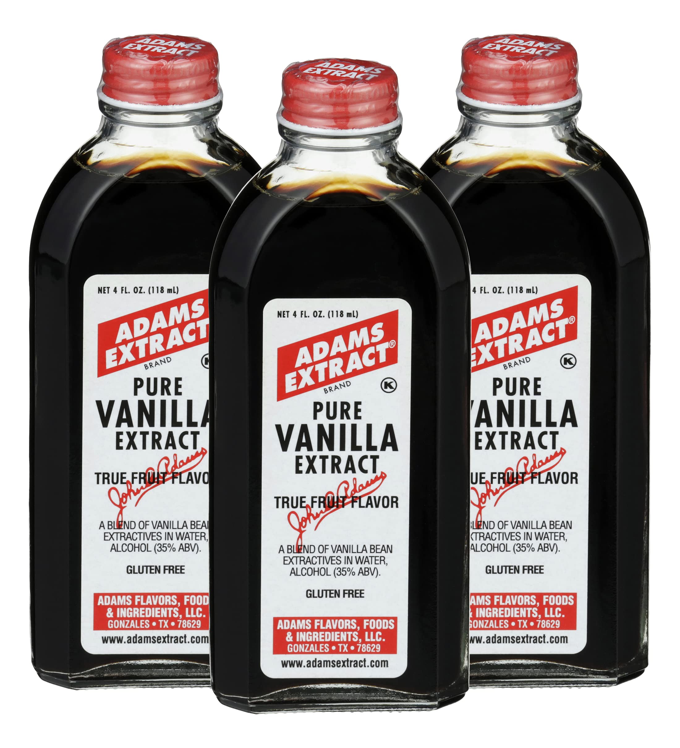 Adams Extract Pure Vanilla Extract 4 Fl Oz (Pack of 3)