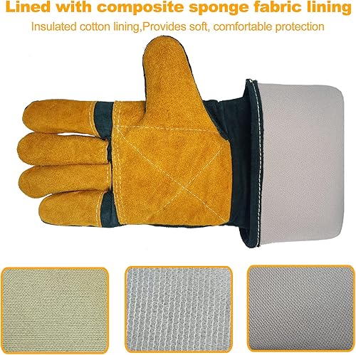 Miniatura 5 de Guantes de manejo de animales a prueba de mordeduras de cuero reforzado de Kevlar, guantes de protección, guantes antimordeduras para entrenamiento