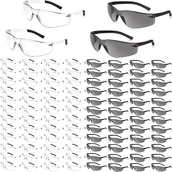 Salfboy Safety Glasses Unisex ANSI Z87.1 Safety Glasses Bulk Outdoor Protective Glasses Anti-Scratch Clear Grey