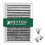 Lash Clusters 300pcs Individual Lashes 40D 0.07C Curl 9-18MIX DIY Eyelash Extension KEYYOU Large Tray Volume Soft&Natural Cluster Lashes(40D-0.07C,9-18MIX