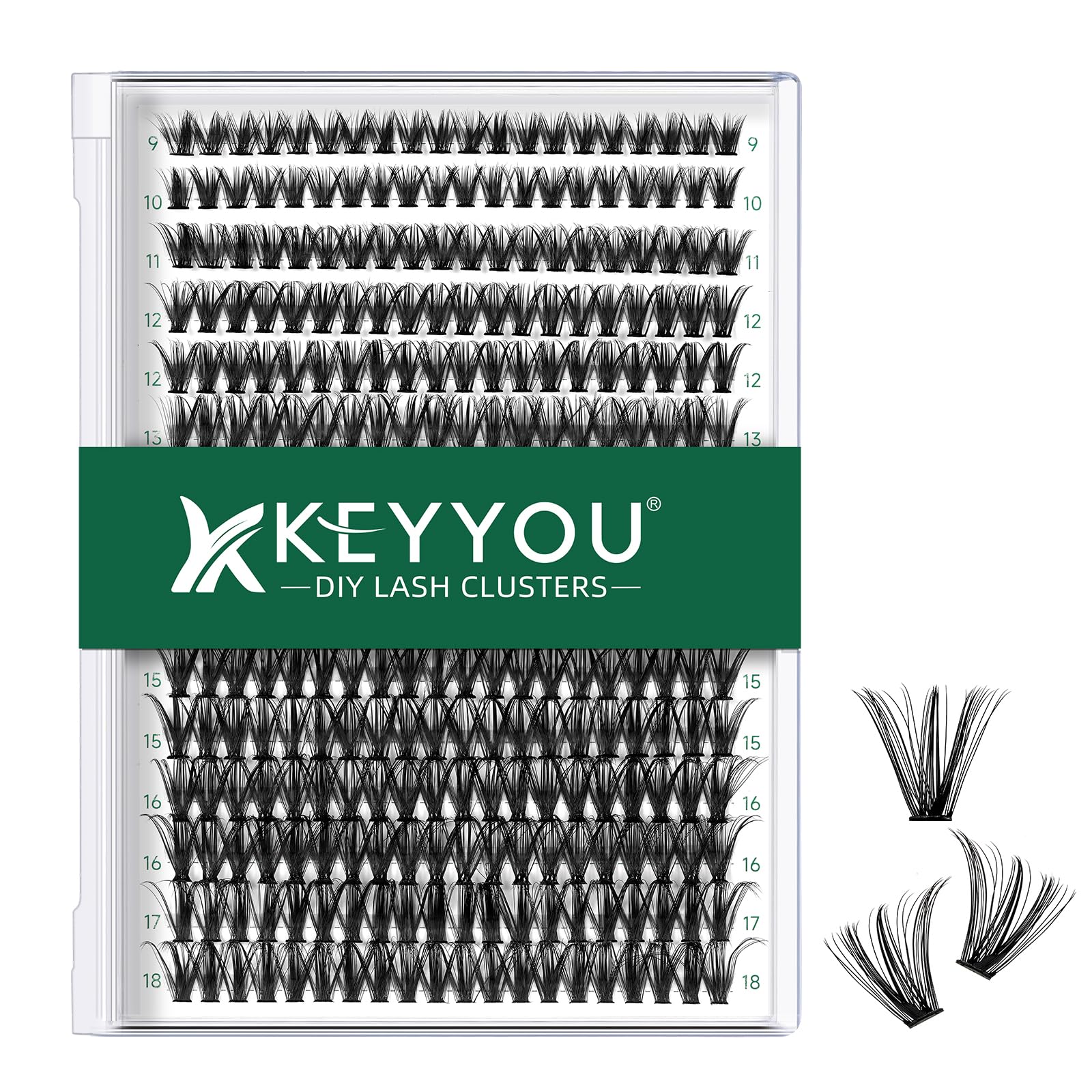 KEYYOU Wimpern Extensions 300pcs Cluster Lashes 40D C Curl 8-16Mix Einzelne Wimpern Volume Natürlich Sanft Wimpernverlängerung（40D-C-Mix）