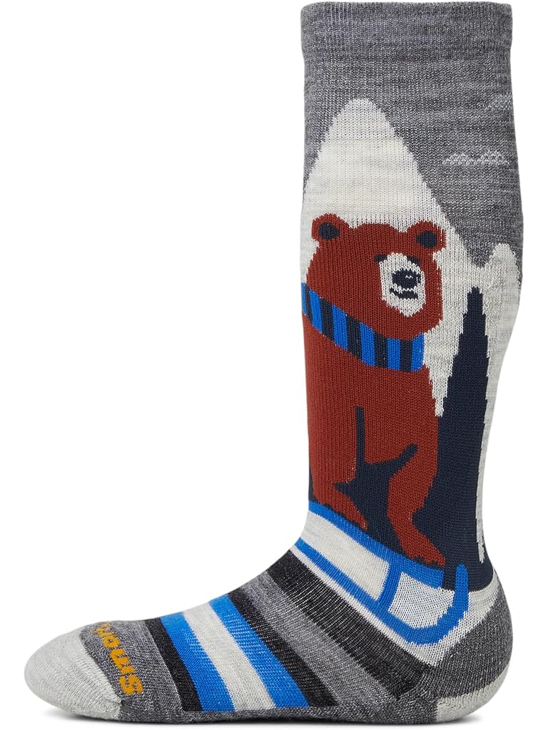 White Smartwool Kids' Ski Light Cushion Sleigh Bear Over The Calf Socks (Toddler/Little Kid/Big Kid)