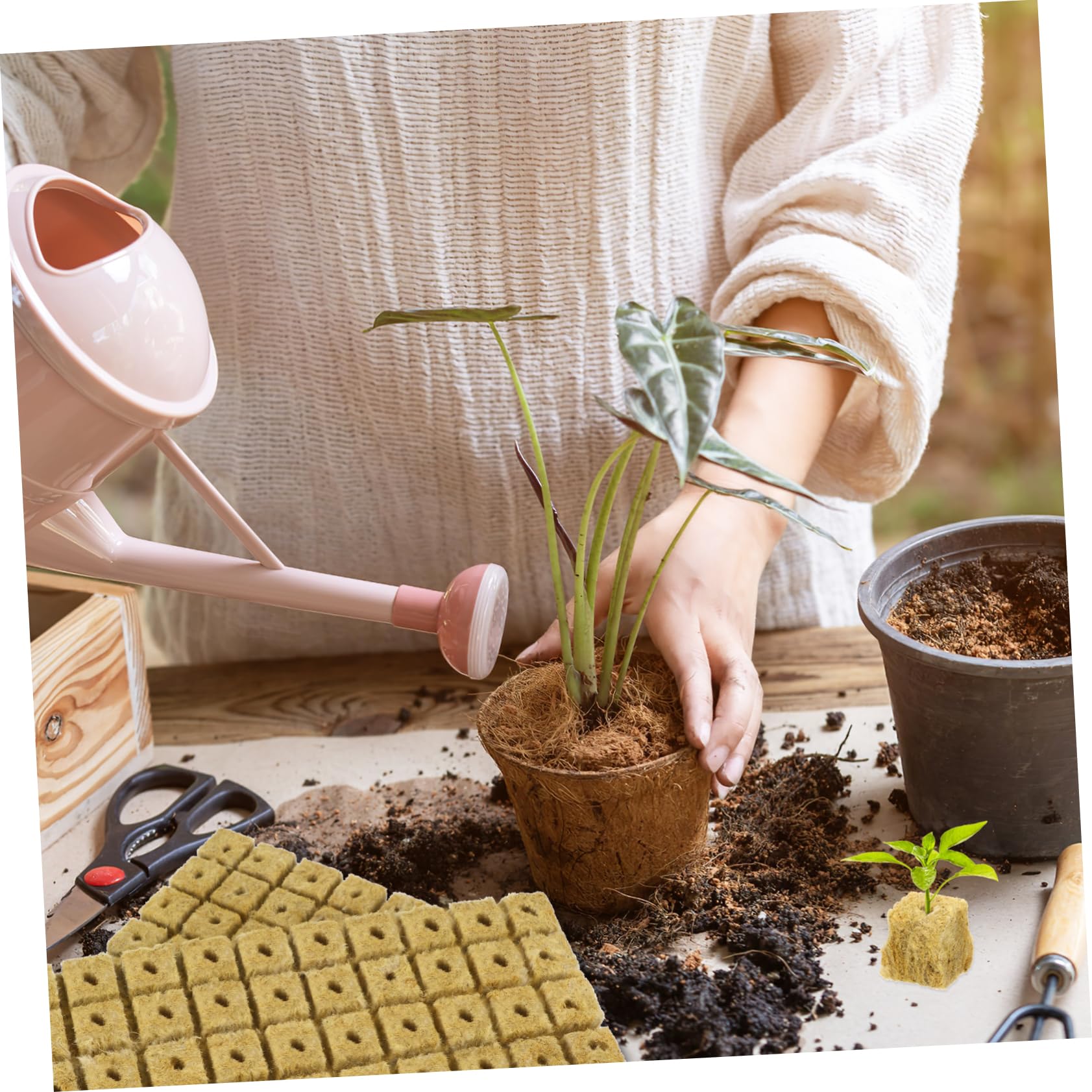 BESPORTBLE 4 Ensembles Substrat De Racine Départ Plantation Croissance Bloc De Terre pour Propagation De Plantes Cubes pour La Propagation des Plantes 100 Pièces * 4