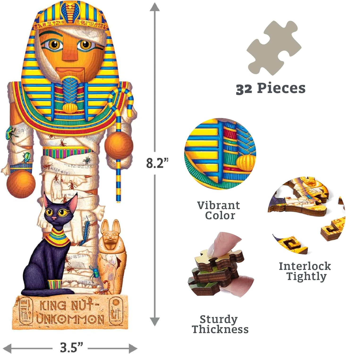 Boardwalk Puzzles Luxury Wood Puzzle - King-Nut Unkommon - Fun Size 32 Pieces - Engaging Wooden Puzzle Activity Adults