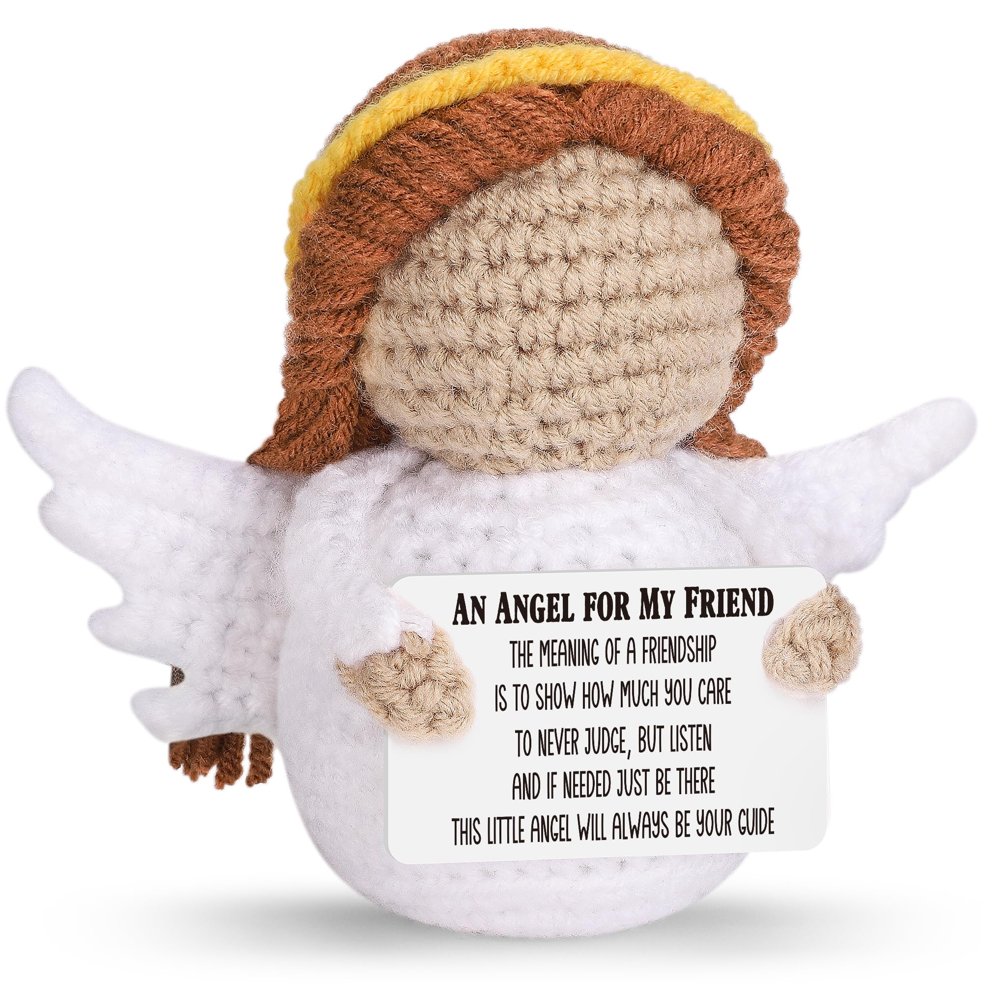 Funny Angel Best Friend Easter Basket Stuffers Essentials for Teens Easter Egg Fillers, Mothers Day Birthday Friendship Gifts for Women, Bestie BFF Sister Handmade Crochet Animals Angel Desk Decor