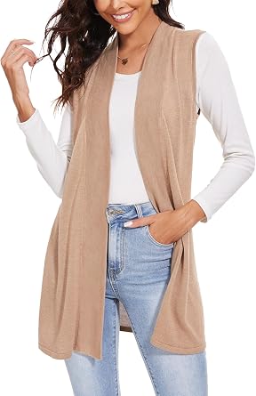 Spicy Sandia Womens Sleeveless Long Knit Cardigan Vest