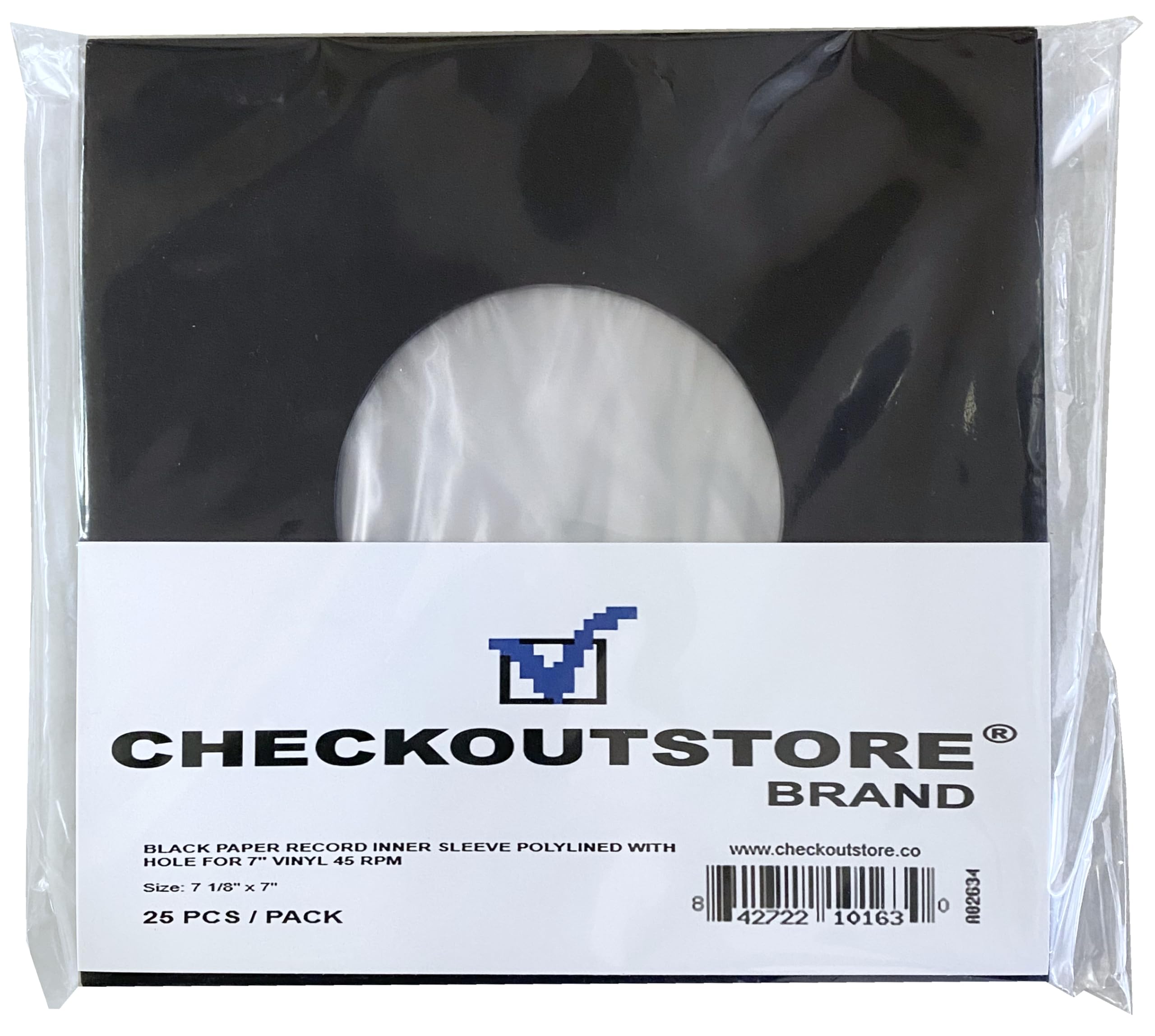 100 CheckOutStore Black Paper Record Sleeves Polylined with Hole for 7" Vinyl 45 RPM Records (Inner Sleeves)-image-17