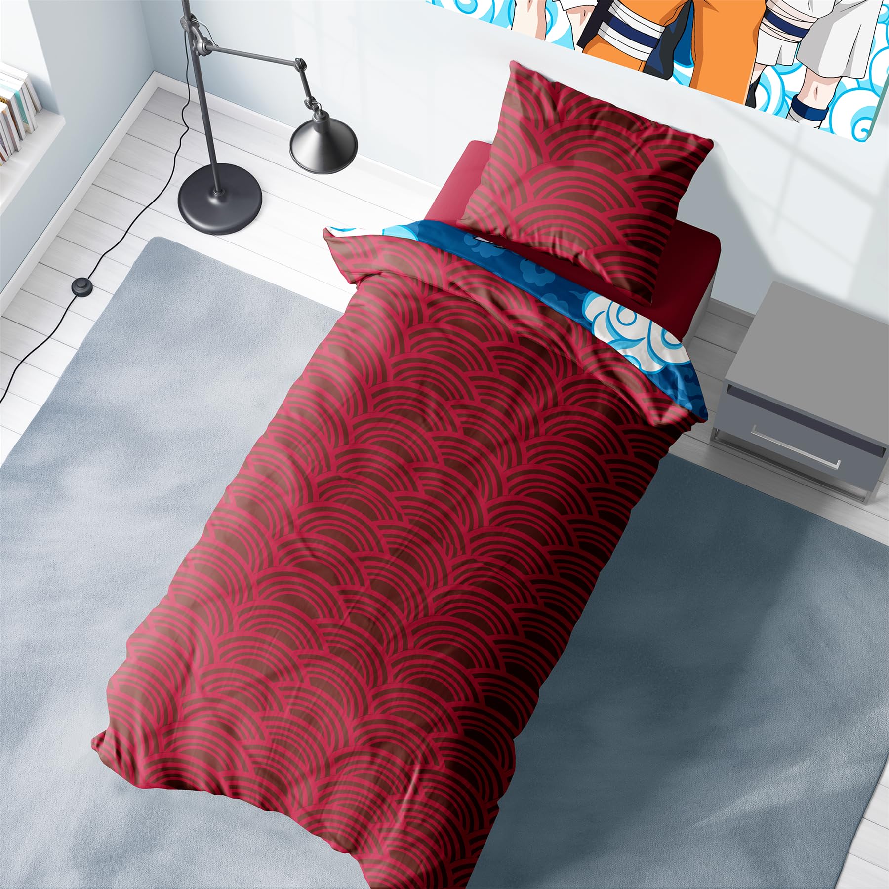 Lacoste copripiumino in cotone L Brush Bleu 200 x 200 cm