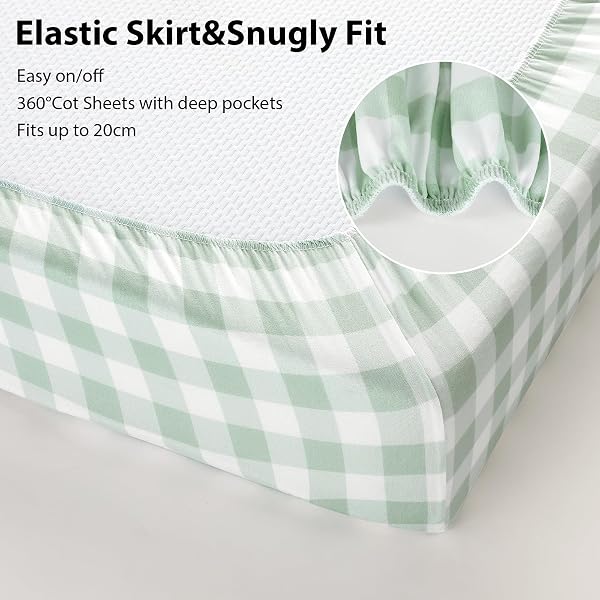 Drap Housse 60 x 120 cm, Lot de 3 Microfibre Ultra Douce et Lisse Élastique sur Tout Le Tour - pour Matelas de Lit Bébé et Lit Enfant, Ours des Bois Vert - 5