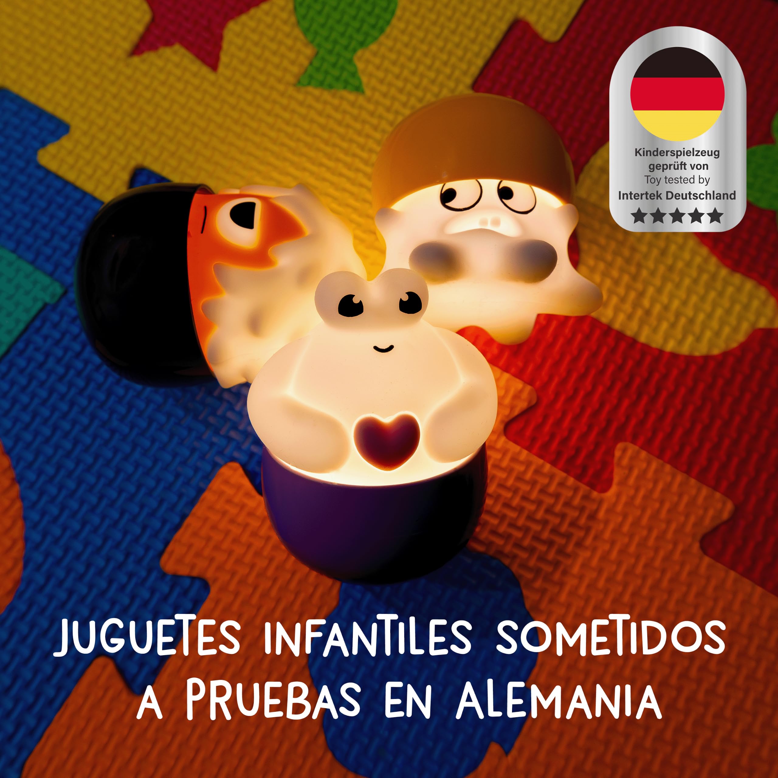 MegaLight Blind Box Mini Luces de Noche para Niños Pack de 5 | Serie 2 | Monster | Mystery Box | Careless Carl + 4 de 9 per Random | Batería USB-C | Recargables | Regulable | EGGYS Mystery Lights