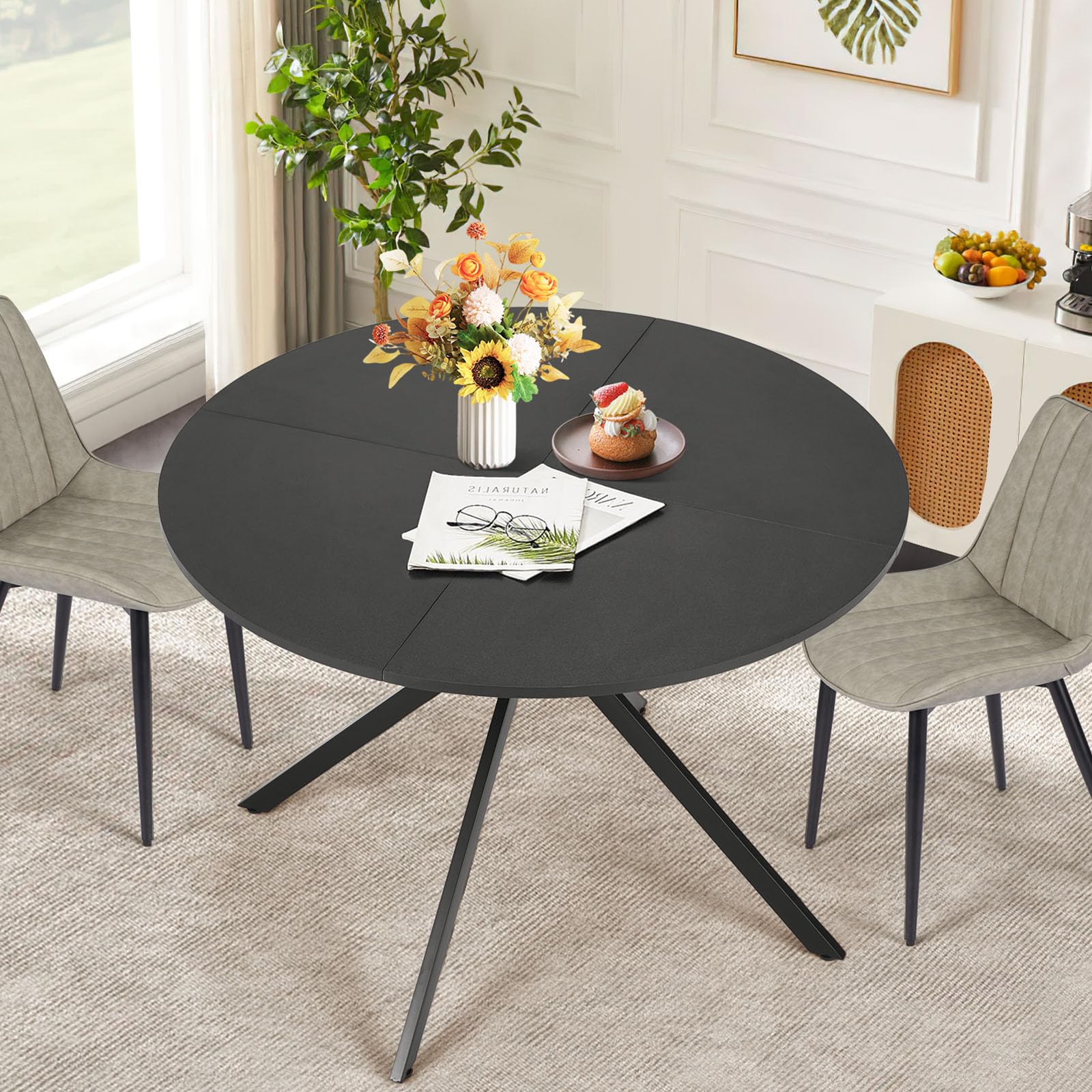 Amazon.com - ECOTOUGE Round Dining Table for 4, Modern Kitchen Table ...