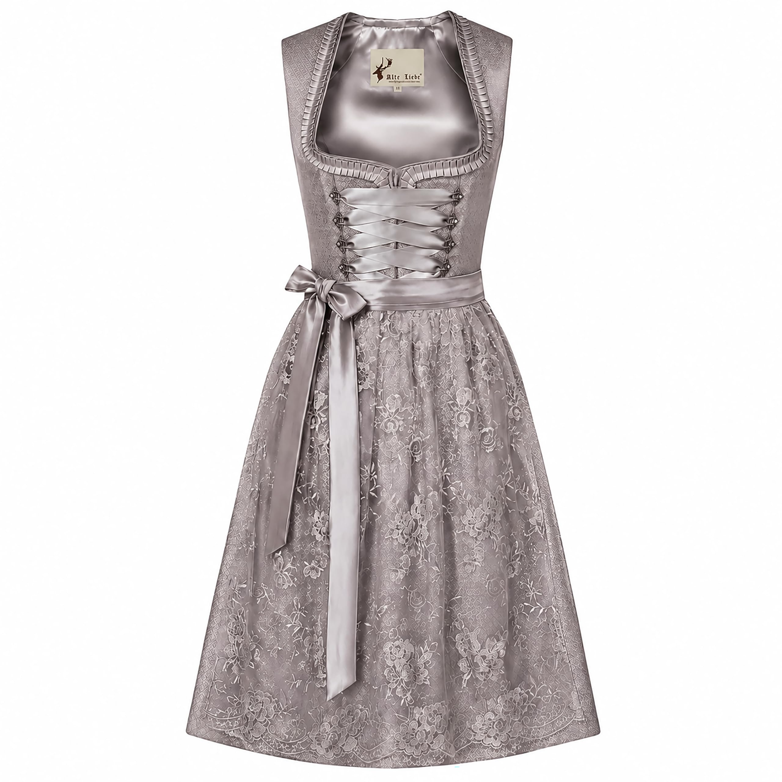 Exclusive Authentic Bavarian Oktoberfest Trachten Halloween Dress German Dirndl German Wear - Grey - 10