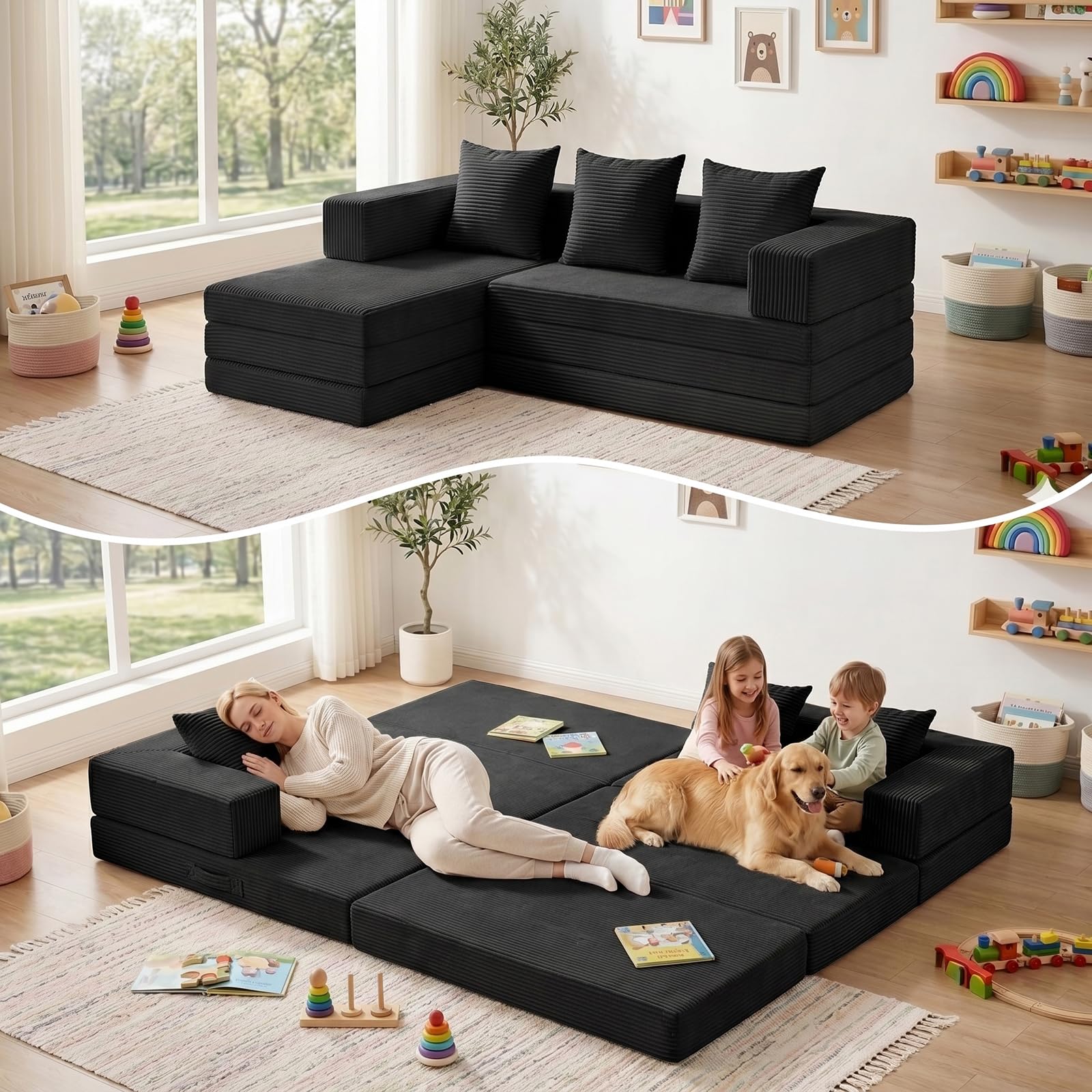 Photo 1 of **missing pieces****************
65" Boneless Couch,Convertible Sleeper Sofa Bed, Modular Sectional Sofa, Modern Tri-Folding Cloud Couch with L-Shape Chaise, Corduroy Futon Couches for Living Room Small Spaces Apartment,No Assembly