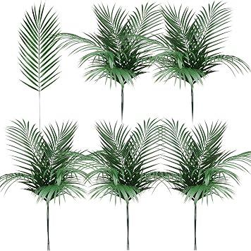 Yunsailing 60 Pcs 25 Inch Palm Leaves Bulk, Large Artificial Tropical Palm Frond for Wedding Flower Arrangement, Faux Greenery Branches for Church Sunday Christian Decor, Hawaiian Jungle Safari Party