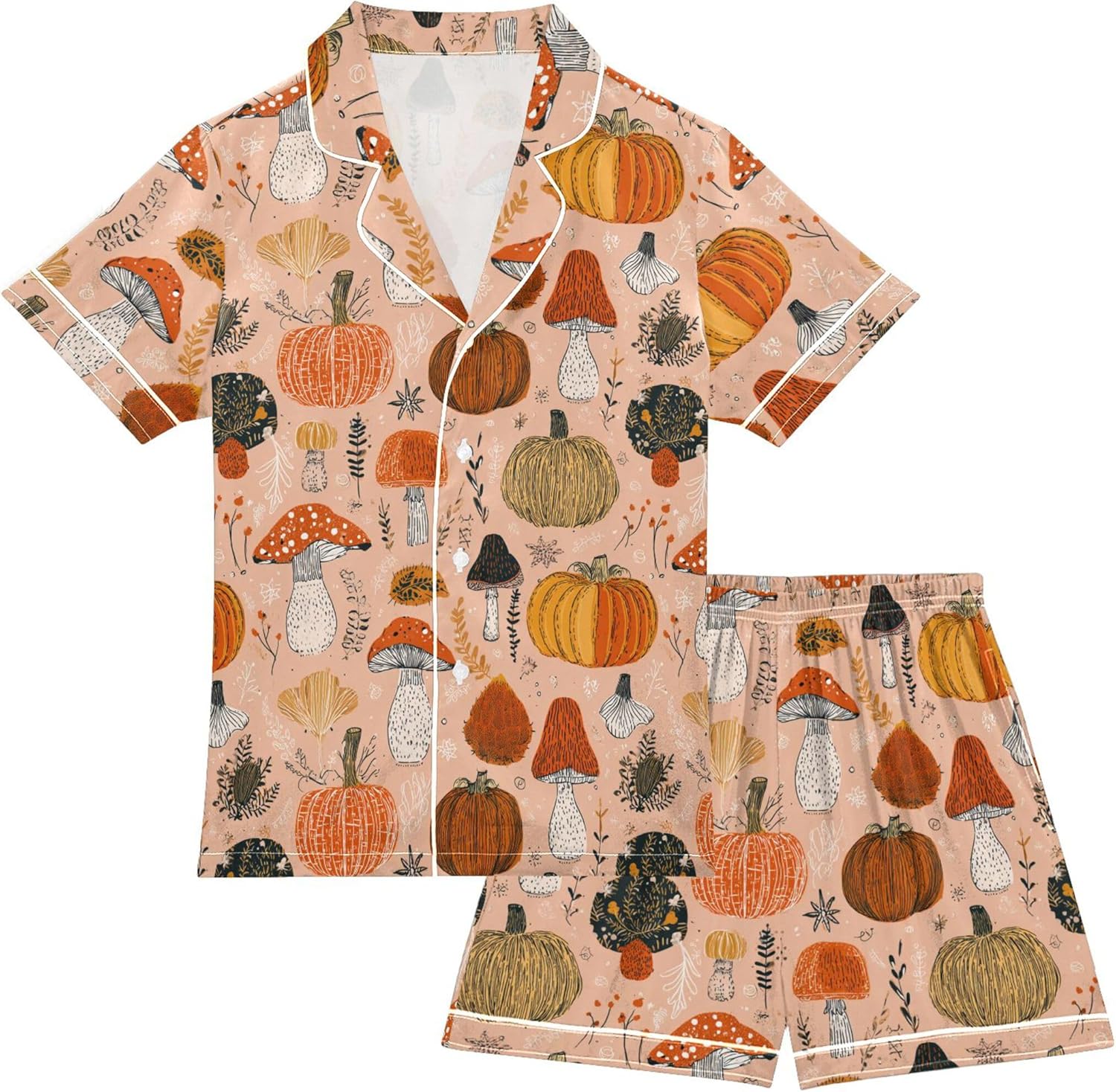 Silk Pajama Sets Short Sleeve Pajamas Soft Sleepwear 2 Piece Pjs Set