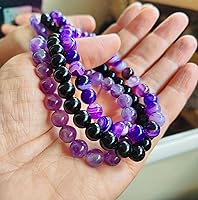 Vista 2 de Conjunto de pulseras de triple protección de hematita de obsidiana negra WFJ - Pulsera de piedra natural con cuentas de ojo de tigre para hombres