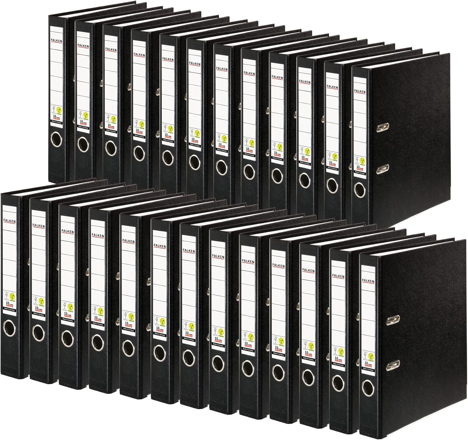 FALKEN Vegan PP Lever Arch Files, A4, 5cm Spine - Black, Pack 25