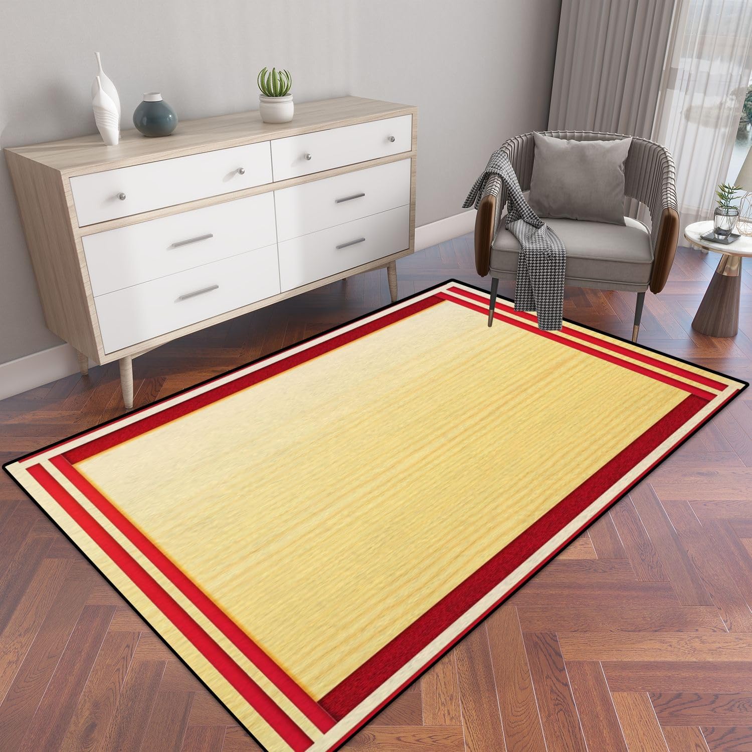 Gingham Check Plaid Pattern for Spring Summer Colorful Pastel Rainbow Area Rug Outdoor Patio Rug Play Mat Modern Floor Carpet Non-Slip Home Decor Living Room Kids Bedroom Nursery, 3x5 ft