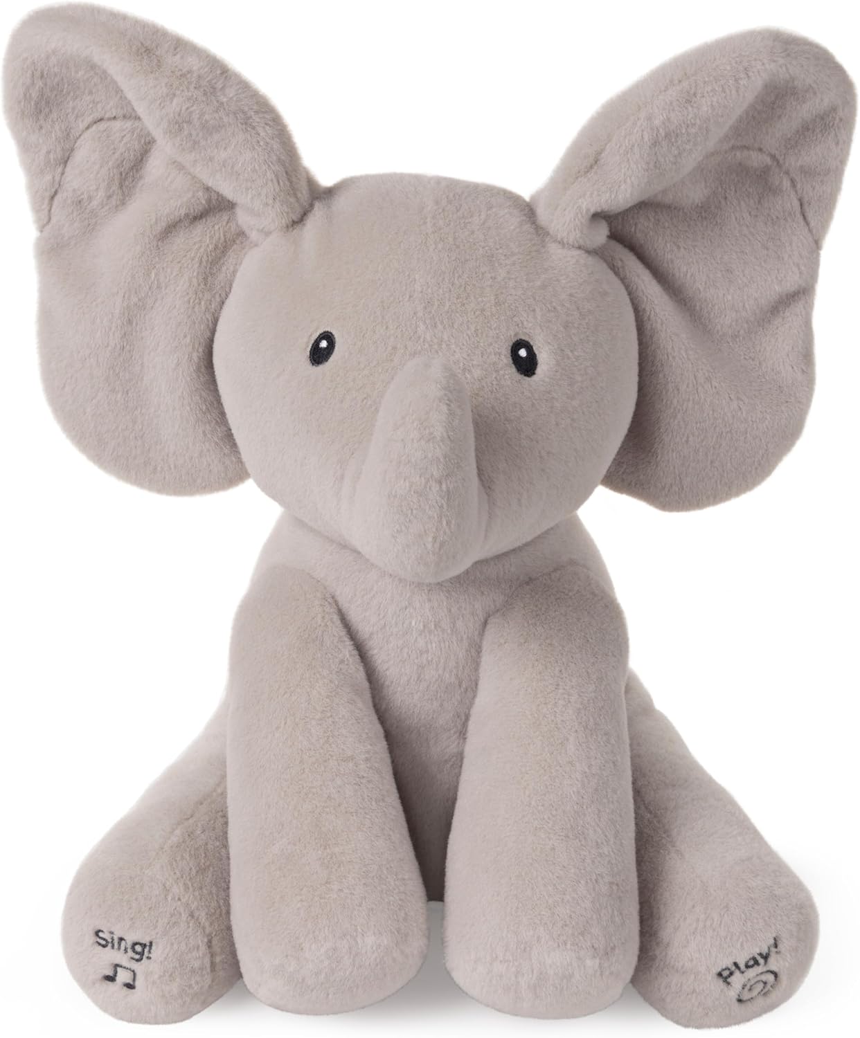 Animated Flappy The Elephant Plush, Singing Stuffed Animal Baby Toy for Ages 0 and Up, Gray, 12"