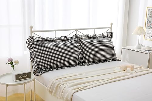 Vista 73 de Fundas de almohada cuadradas blancas con volantes, fundas de almohada europeas, 100% algodón, 18 x 18 pulgadas, 2 unidades Blanco 3