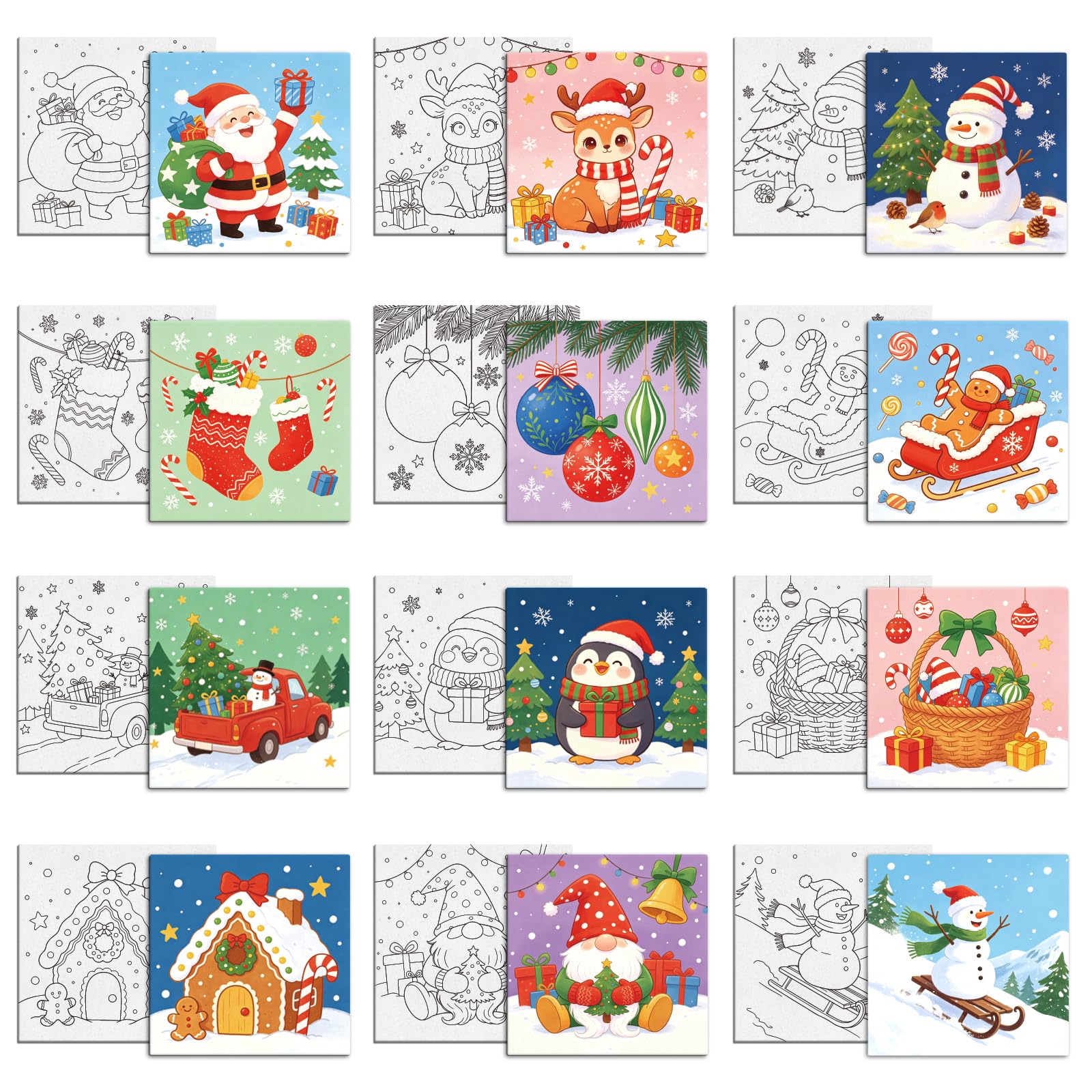 MAYJOYDIY 12 lienzos predibujados de personajes de Navidad para pintar