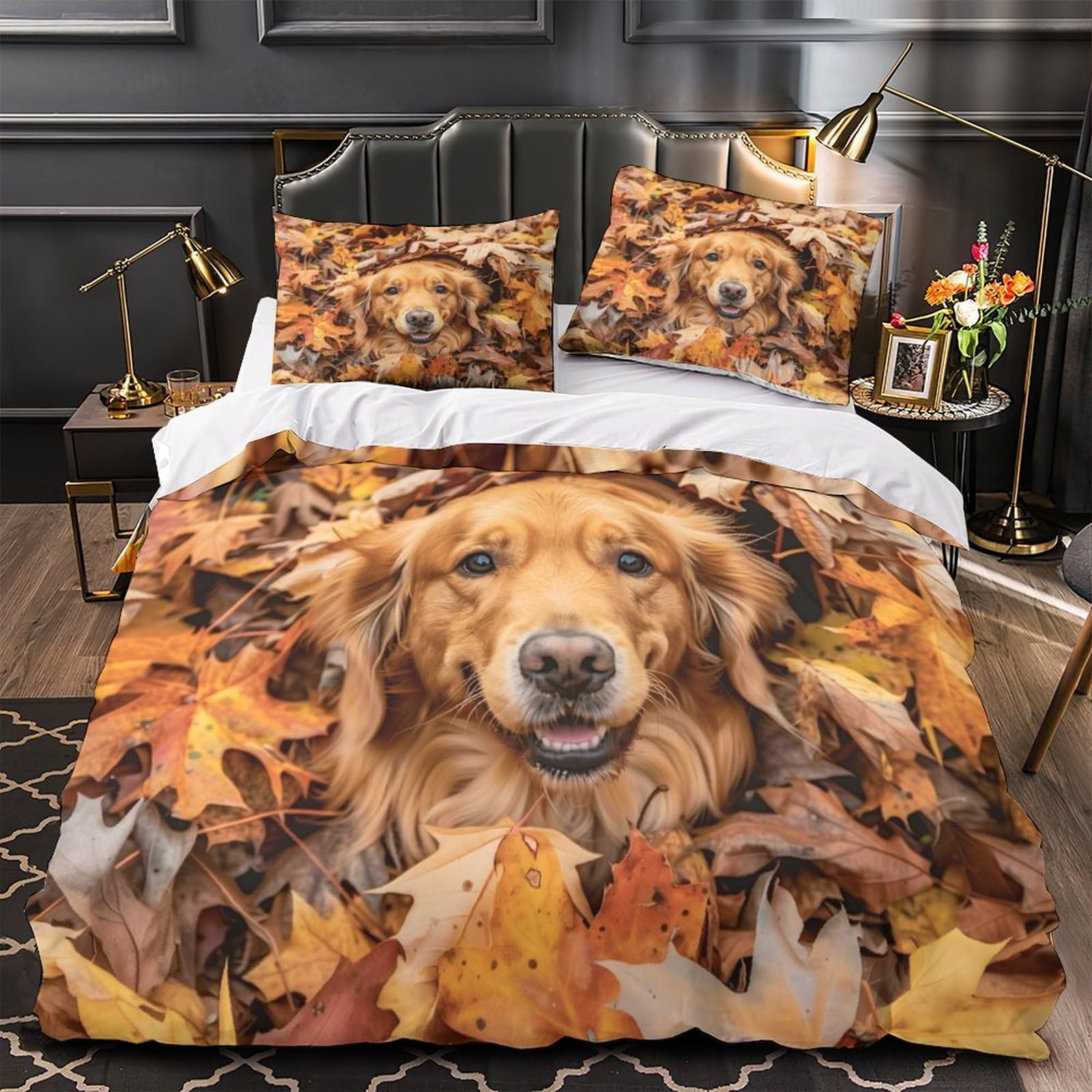 Housse de couette Golden Retriever 140x200 parure de lit microfibre