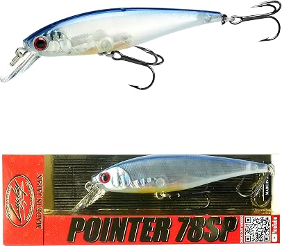 LUCKY CRAFT Pointer 78SP Fishing Lures, 3" Freshwater Bass & Trout Lures, Suspending 4ft-5ft Depth, Jerkbait, Bass Fishing Gear and Accessories, Ghost & Aurora