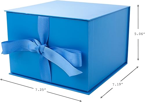 Miniatura 4 de Hallmark Caja de regalo de 7 pulgadas con tapa y relleno de papel (azul) para Hanukkah, Navidad, vacaciones, día del padre, cumpleaños, baby shower