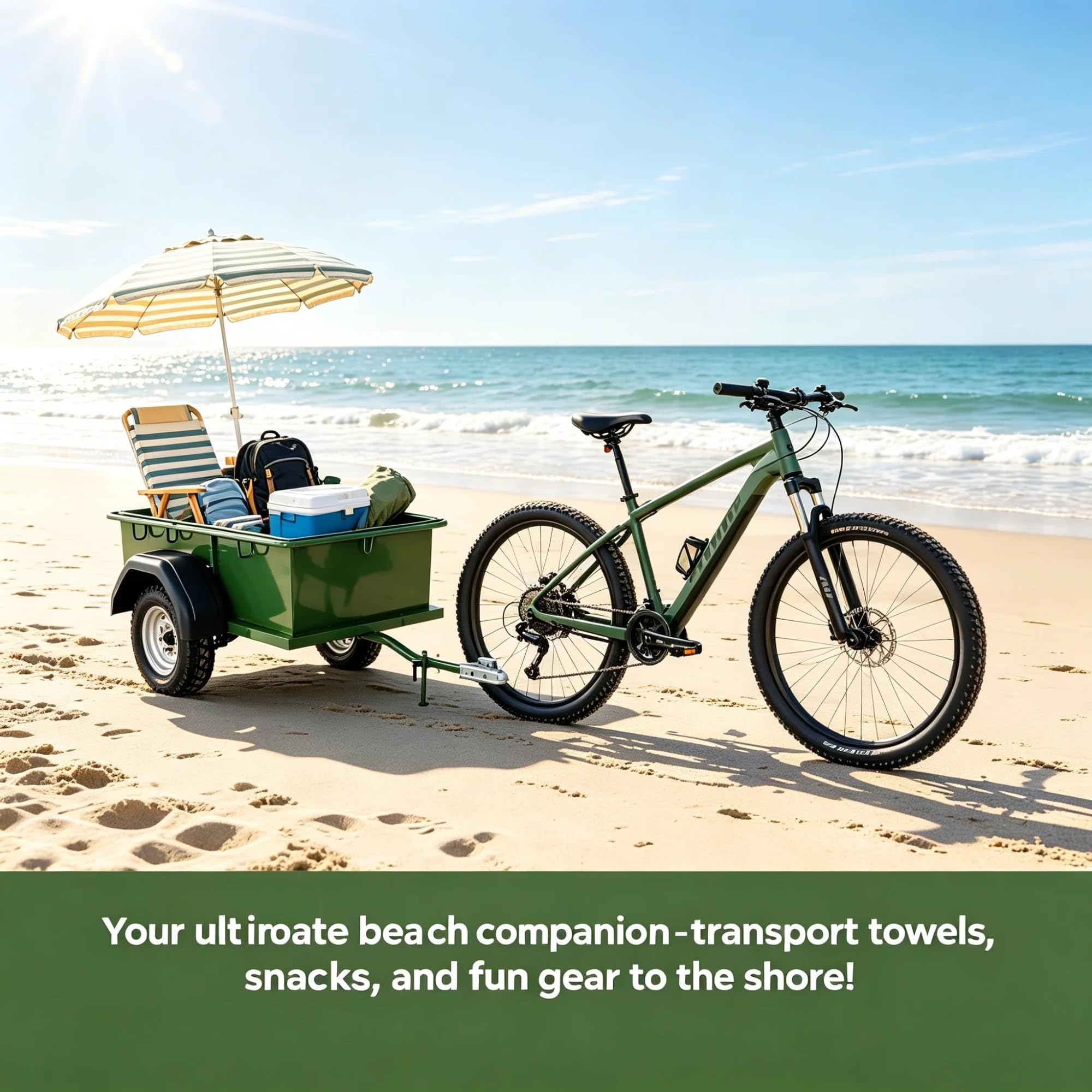 Remorque Pêche Vélo, Chariot Acier pour Cannes et Glacières | Châssis acier antirouille + 130 lb + attelage universel pour vélos et E-bikes – idéal pour pêche et chasse