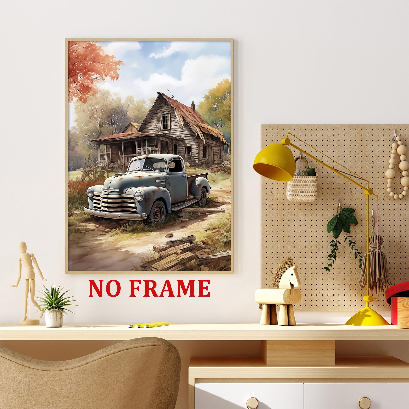 Amazon.com: Blue Truck Pictures Old Barn Painting Farmhouse Truck