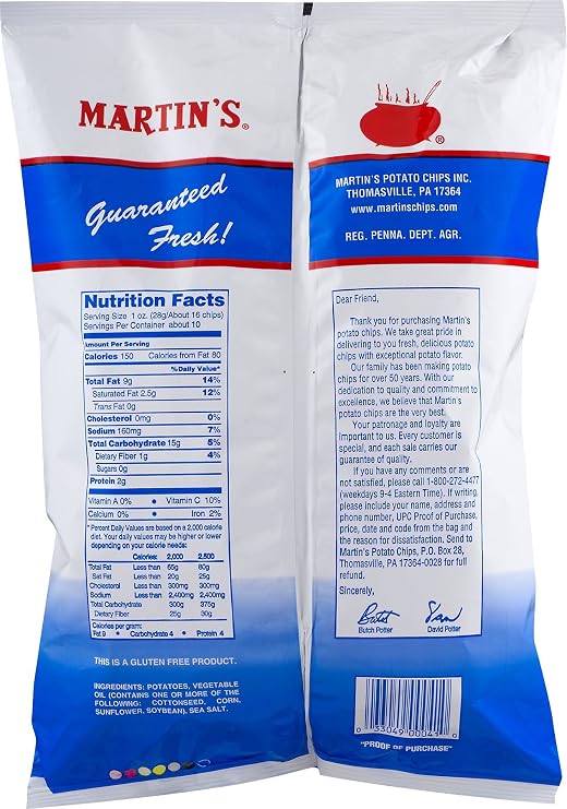 Martin's Dippin' Sea Salted Potato Chips 8.5 Ounces (3 Bags)