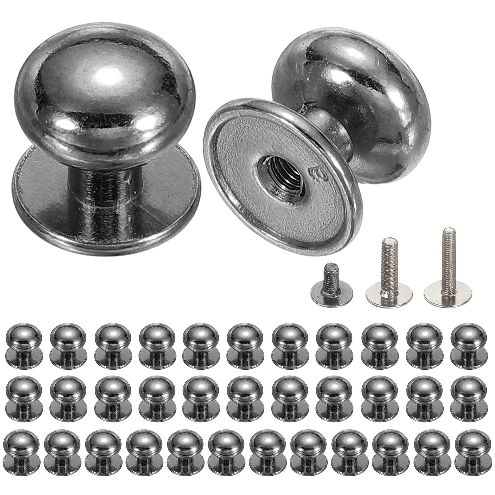sourcing map 36Pcs Mini Drawer Pulls, 12x13mm Vintage Small Knobs for Jewelry Box, Round Metal Cabinet Knobs Handles Pulls with Screws for Dresser Closet Jewelry Box Gift Cases, Grey