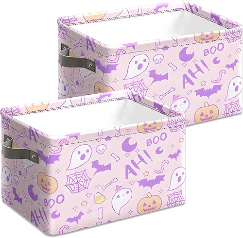 Miniatura 9 de Cesta de almacenamiento de Halloween, cubos organizadores, cestas de abucheo, bolsas de dulce o truco, organizador plegable, cesta espeluznante para