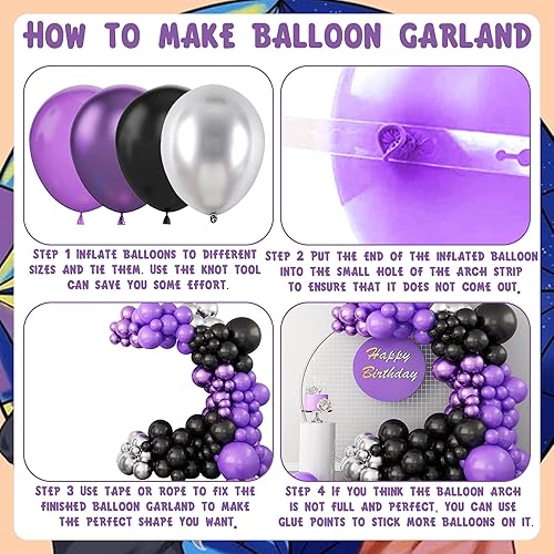 Miniatura 4 de Wednesday Party Balloons Garland Arch Kit Wednesday Birthday Decorations Halloween Party Decorations Gothic Themed Party Supplies