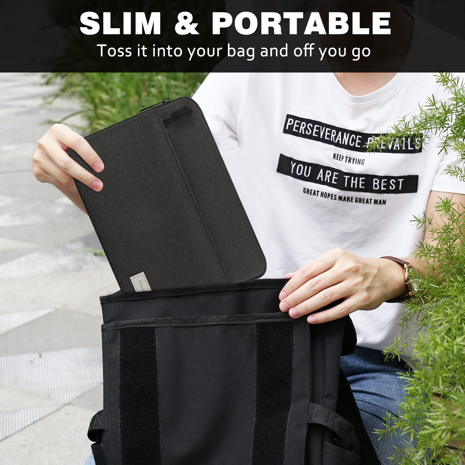 MoKo 7-8 Inch Tablet Sleeve Bag, Carrying Case Fit with 8.3 inch iPad Mini A17 Pro 2024, iPad Mini 6/5/4/3/2/1, Samsung Galaxy Tab S2 8.0, Tab A 8.0, Black & Gray